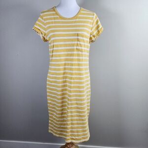 Gap Striped T Shirt Dress Womens Medium Yellow White Summer Vacation Cruise Fun